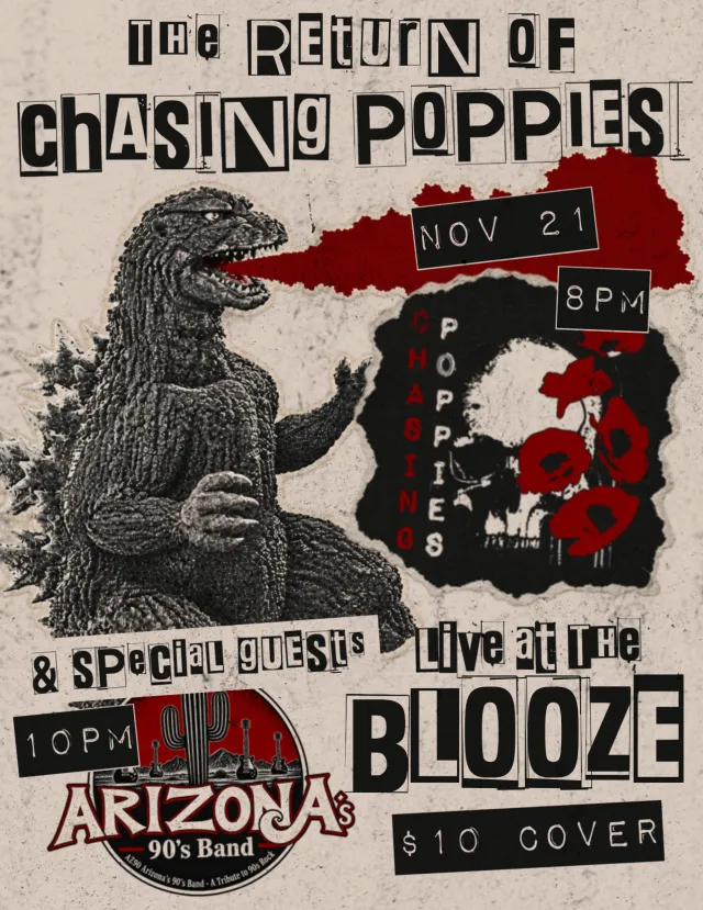 The Return of Chasing Poppies at The Blooze show flyer