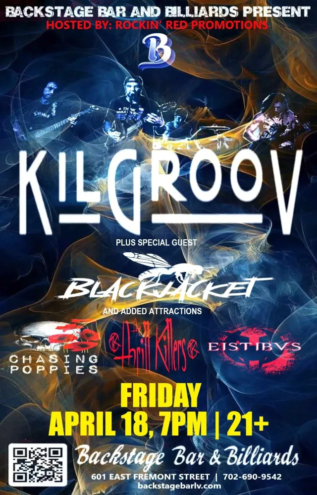 Backstage Bar and Billiards show flyer featuring Chasing Poppies